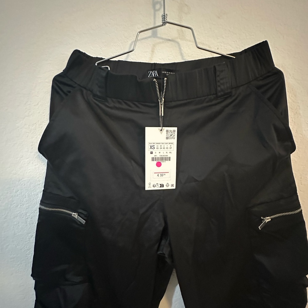 Zara Black Pants with Silver Zipper